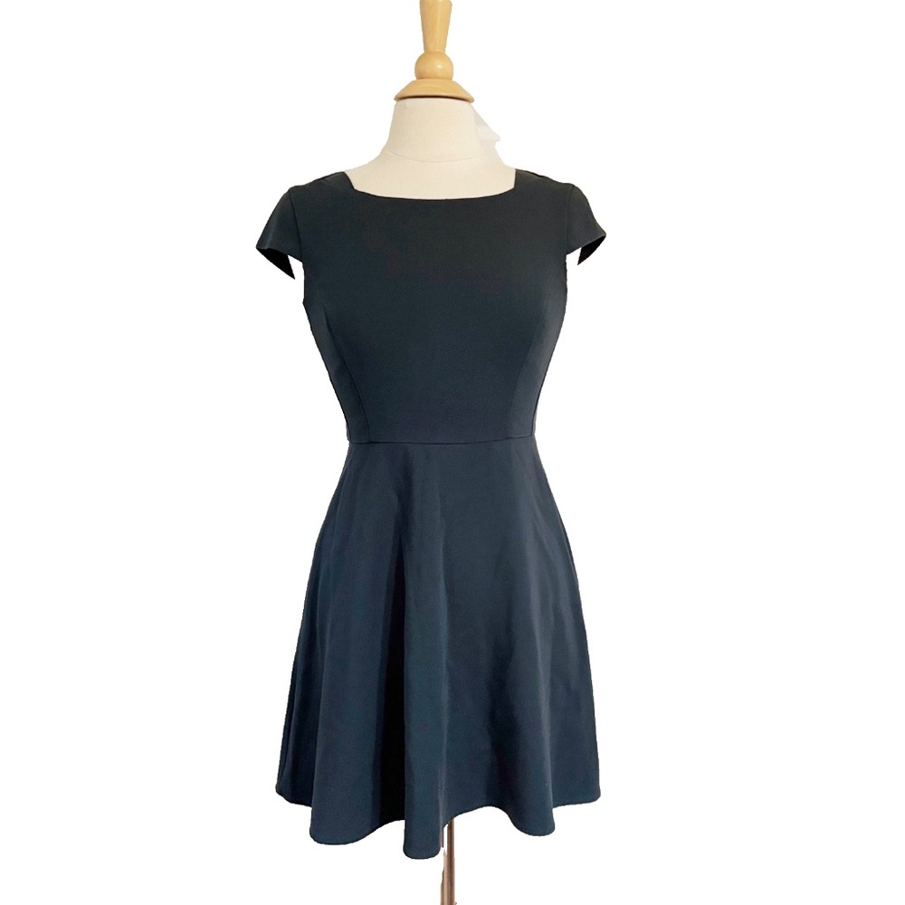 French Connection Green Fit Flare Dress 6 Small Office/Career/Work/Party
